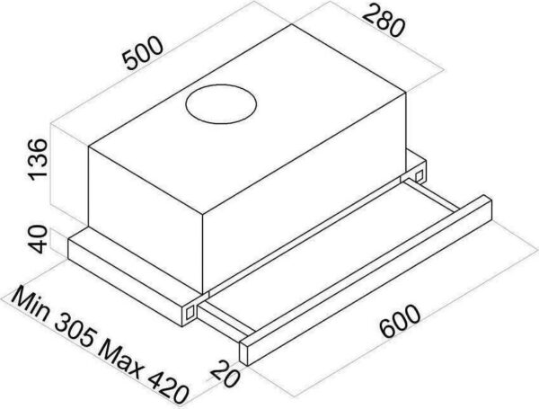 Davoline Crystal Plus Συρόμενος Απορροφητήρας 60cm Inox