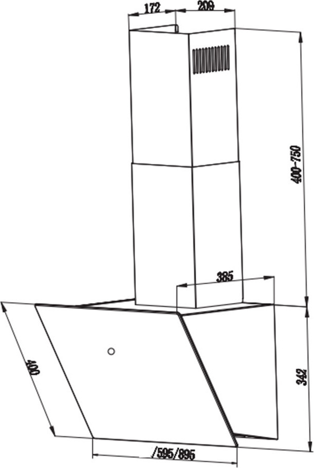 Faber VRT BK A90 2LS Απορροφητήρας Καμινάδα 90cm Μαύρος