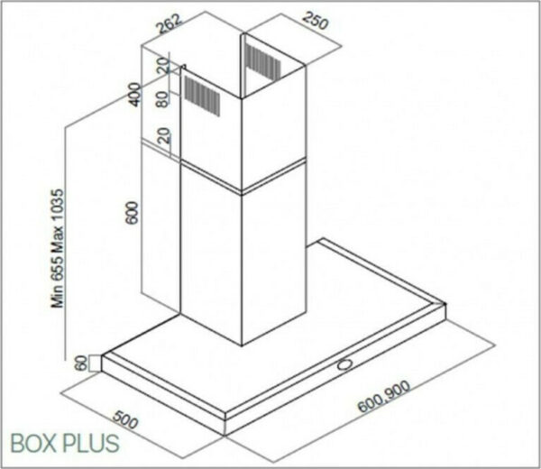 Davoline Box Plus Απορροφητήρας Καμινάδα 90cm Inox