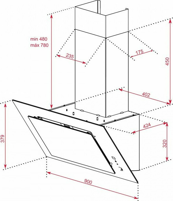 Teka DVT 98660 TBS Απορροφητήρας Καμινάδα 90cm Μαύρος