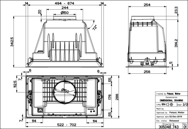 Faber Inka Plus HC X A70 Μηχανισμός Απορρόφησης 70cm Inox