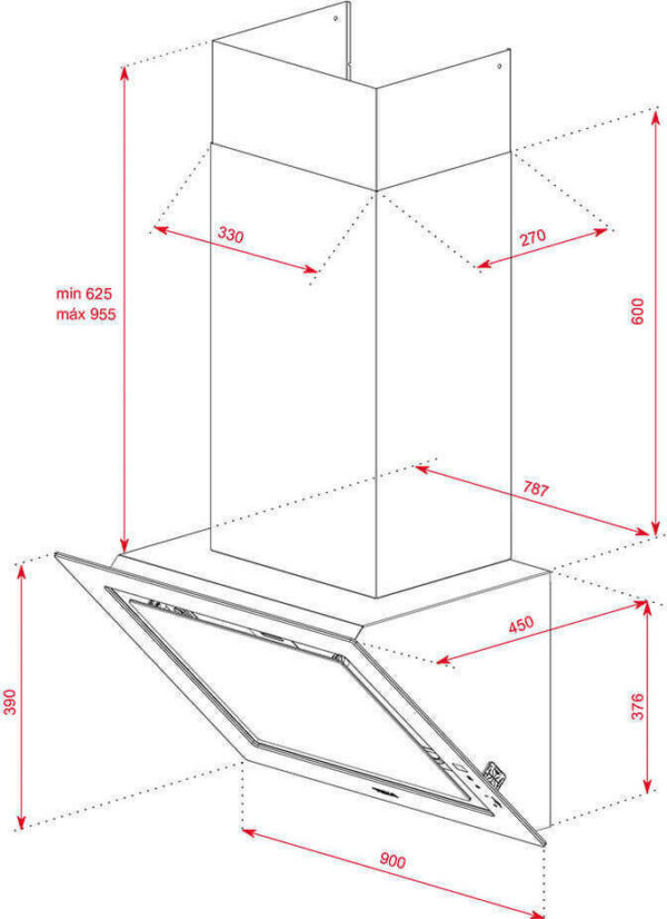 Teka DLV 99670 TOS Απορροφητήρας Καμινάδα 90cm Μαύρος