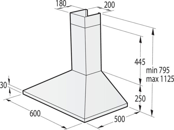 Gorenje WHC63CLB Απορροφητήρας Καμινάδα 60cm Μαύρος