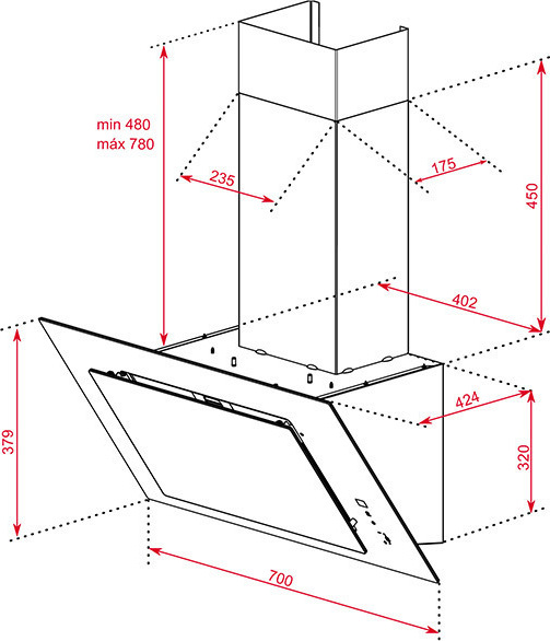 Teka DVT 78660 TBS Απορροφητήρας Καμινάδα 70cm Μαύρος