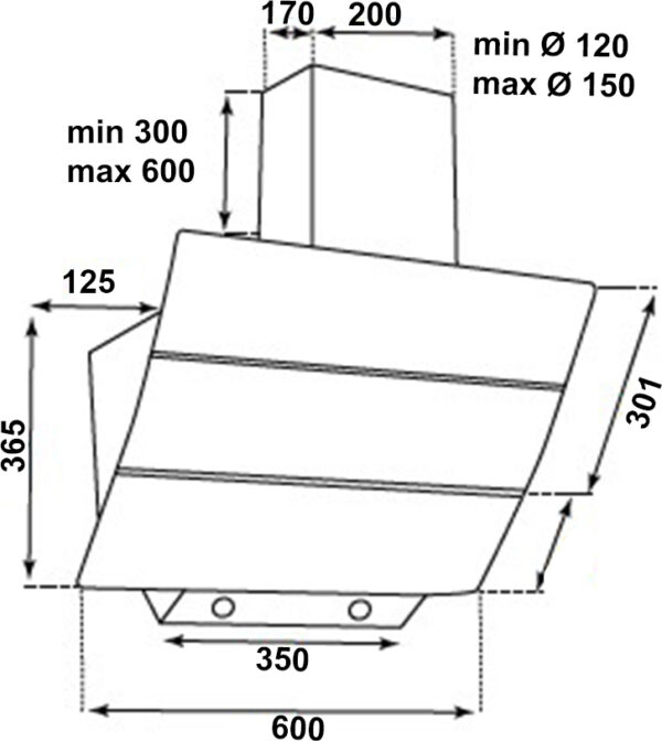 MultiHome Zenon DA6-835 Απορροφητήρας Καμινάδα 60cm Μαύρος