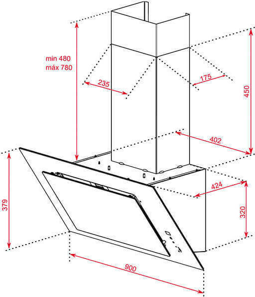 Teka DVT 98660 TBS Glass Απορροφητήρας Καμινάδα 90cm Λευκός