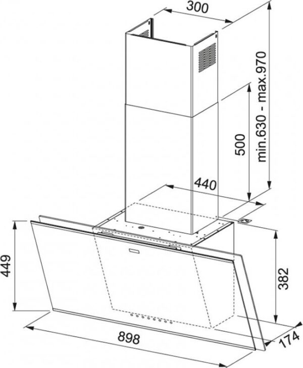 Franke Mythos FMY 907 FM BK Κρύσταλλο Απορροφητήρας Καμινάδα 90cm Μαύρος