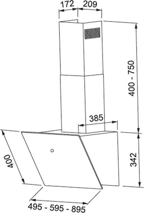 Franke Vertical FVT 605 Απορροφητήρας Καμινάδα 60cm Μαύρος