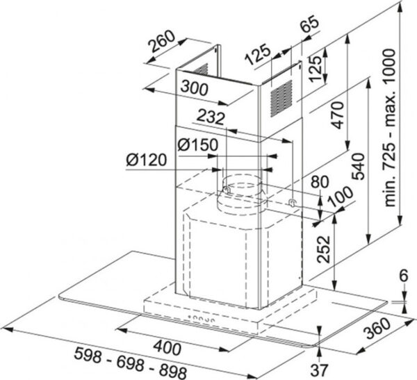 Franke T-Glass Linear FGL 925 XS NP Κρύσταλλο Απορροφητήρας Καμινάδα 90cm Inox