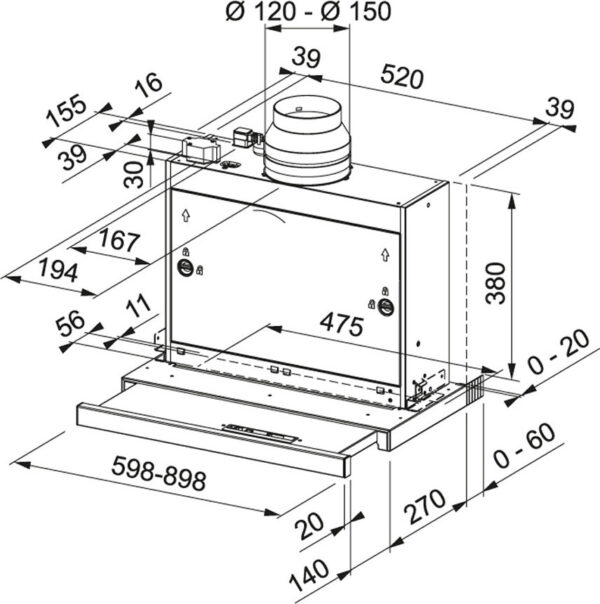 Franke Omnia FTCO 60 XS Συρόμενος Απορροφητήρας 60cm Inox