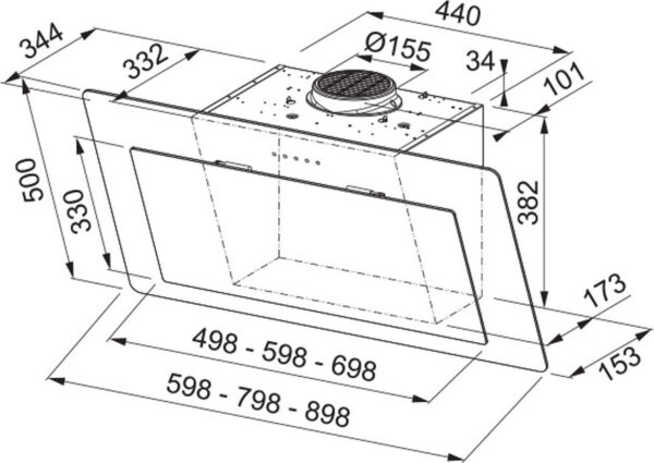 Franke Neo FNO 605 BK Απορροφητήρας Καμινάδα 60cm Μαύρος