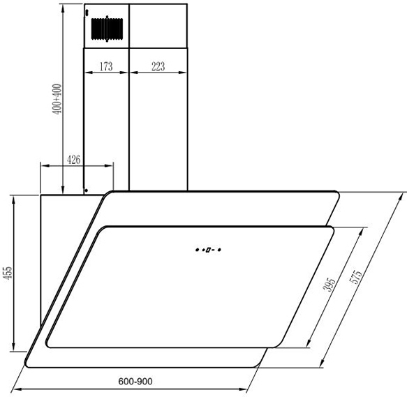 Gruppe Kalos 90 Απορροφητήρας Καμινάδα 90cm Μαύρος