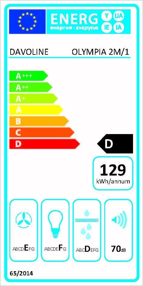 Davoline Olympia 270 Lux 2M/1 BR Ελεύθερος Απορροφητήρας 70cm Καφέ