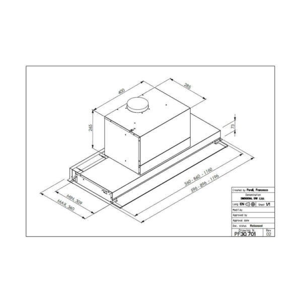 Faber Ilma X A120 Μηχανισμός Απορρόφησης 120cm Inox