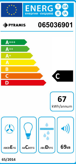 Pyramis Power NT Ελεύθερος Απορροφητήρας 70cm Λευκός