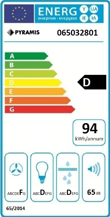 Pyramis Ecoline με Γυαλί Συρόμενος Απορροφητήρας 60cm Μαύρος