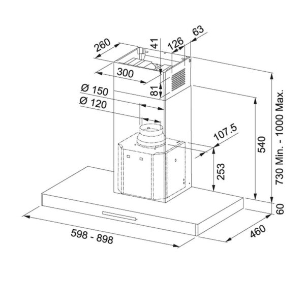 Franke New Mythos 60 FCR 625 TC BK/XS NG Απορροφητήρας Καμινάδα 60cm Μαύρος