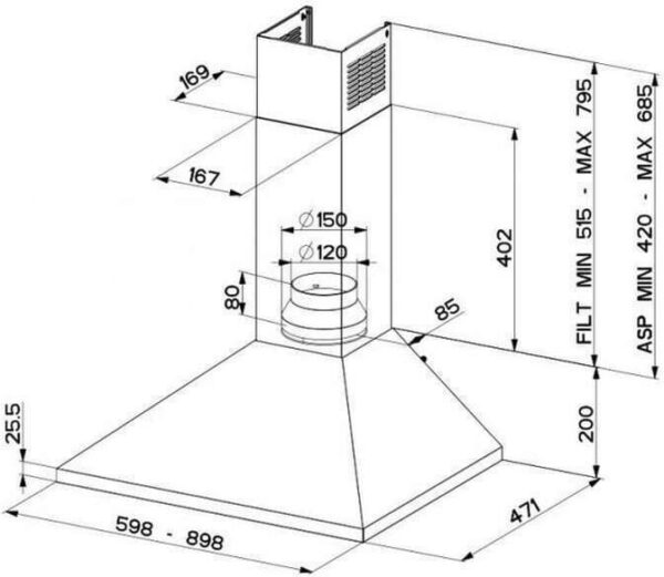 Faber Value PB 4 2L X A60 Απορροφητήρας Καμινάδα 60cm Inox