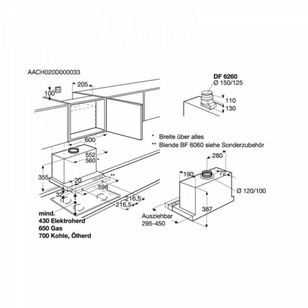 Crown HB-6001 WH Συρόμενος Απορροφητήρας 60cm Λευκός