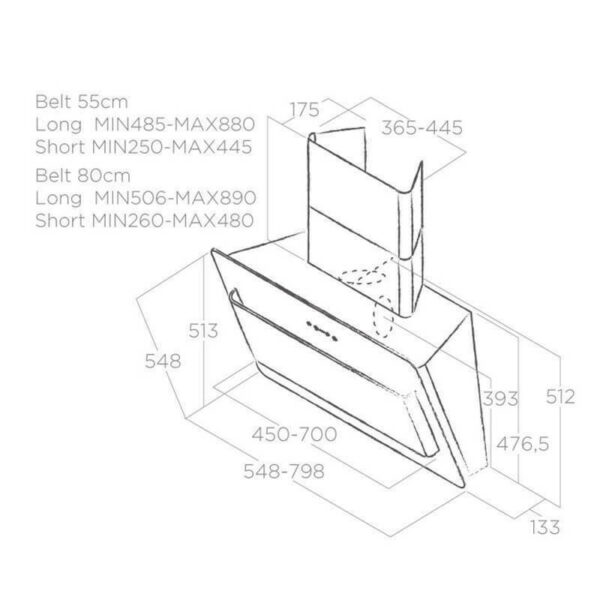 Elica BELT BL/F/80 Απορροφητήρας Καμινάδα 80cm Μαύρος