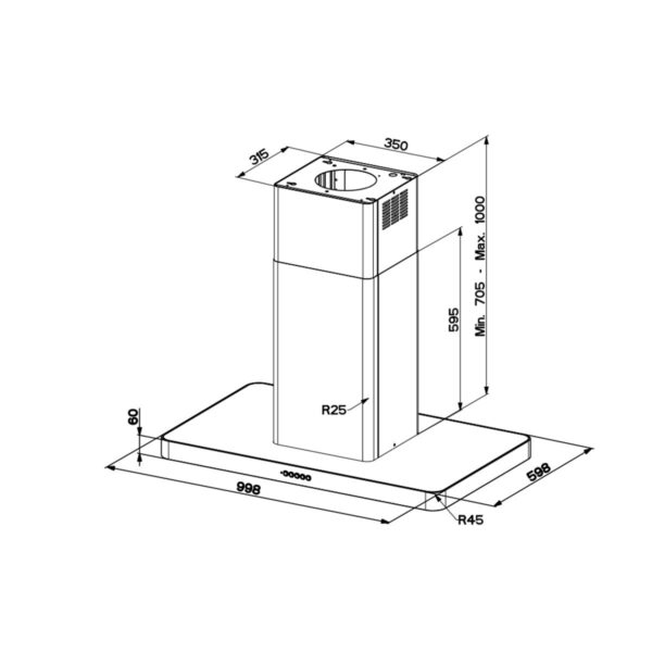 Faber T-Light IS.Inox A100 Evo Απορροφητήρας Νησίδα 100cm Inox