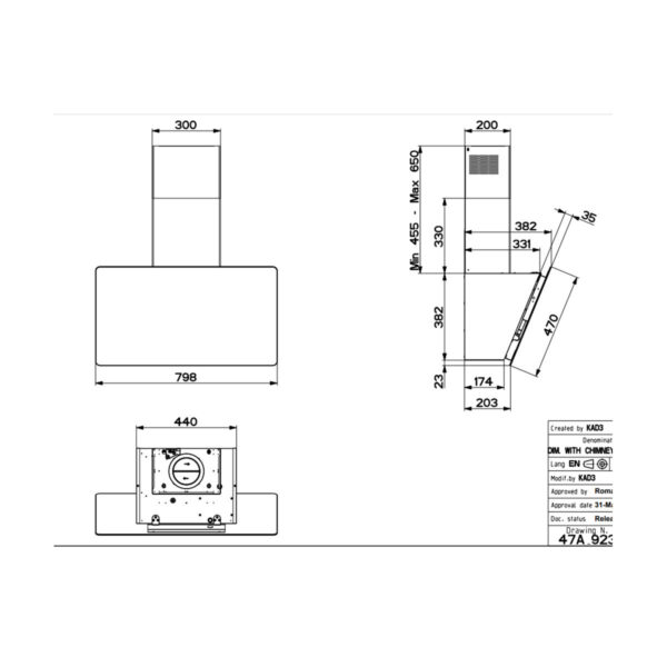 Faber Glam-Light A80 WH/GL Evo Απορροφητήρας Καμινάδα 80cm Λευκός