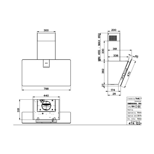 Faber Soft Edge Black Ingo A80 Απορροφητήρας Καμινάδα 80cm Μαύρος