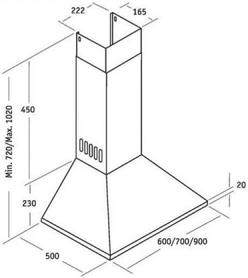 Cata Omega Απορροφητήρας Καμινάδα 90cm Inox