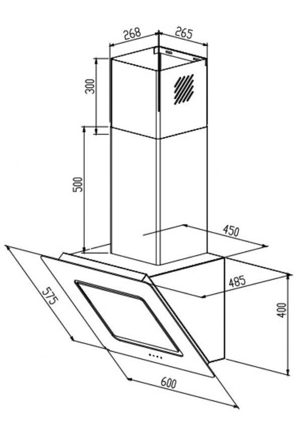 Arielli ACH-6055BL Απορροφητήρας Καμινάδα 60cm Μαύρος