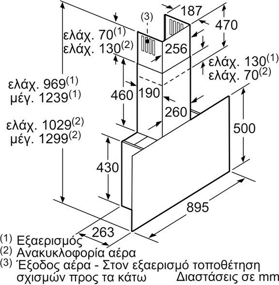 Neff D95FMS1G0 Απορροφητήρας Καμινάδα 90cm Μαύρος