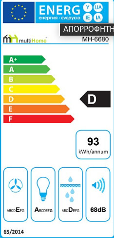 MultiHome MH-6680 Ελεύθερος Απορροφητήρας 60cm Λευκός