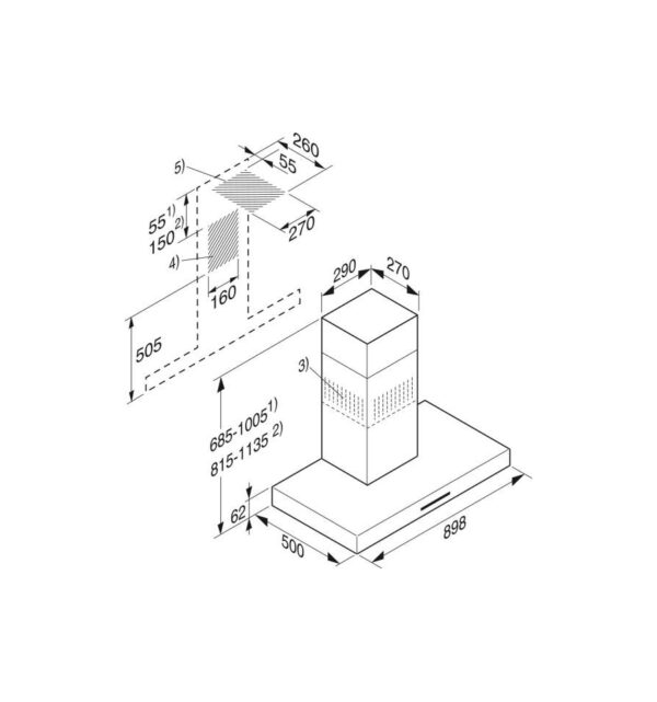 Miele PUR 98 W Απορροφητήρας Καμινάδα 89.8cm Inox