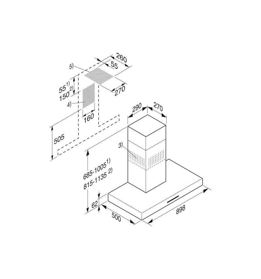 Miele PUR 98 W Απορροφητήρας Καμινάδα 89.8cm Inox