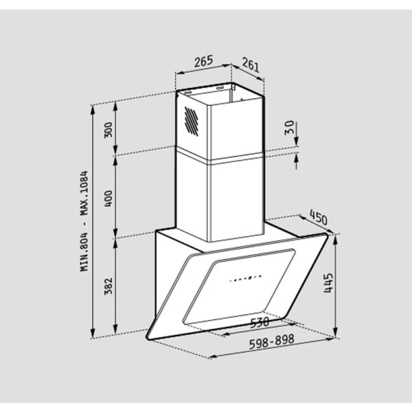 Pyramis Fiero Απορροφητήρας Καμινάδα 90cm Μαύρος