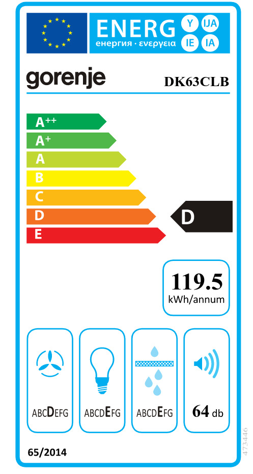 Gorenje DK63CLB Απορροφητήρας Καμινάδα 60cm Μαύρος