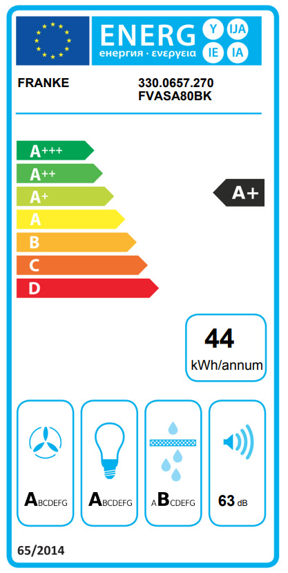 Franke AQ Sense FVAS A80 BK Απορροφητήρας Καμινάδα 80cm Μαύρος