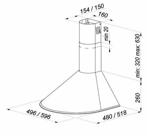 Maan Mix 3 50 Απορροφητήρας Καμινάδα 50cm Μαύρος