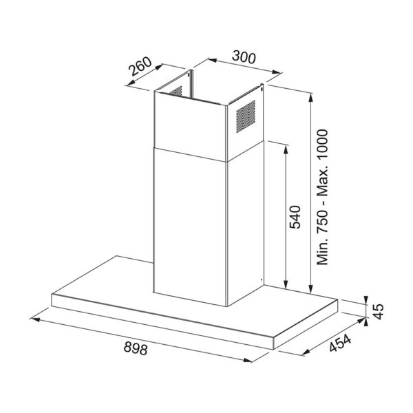 Franke Avant Silence FTLN H45 X/BK Glass A90 FRK Απορροφητήρας Καμινάδα 90cm Inox