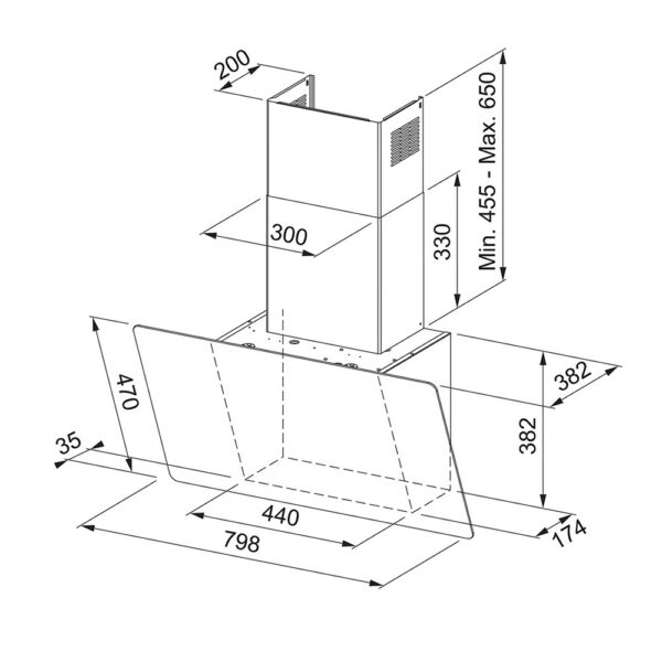 Franke AQ Sense FVAS A80 BK Απορροφητήρας Καμινάδα 80cm Μαύρος