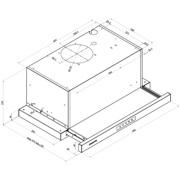 Davoline Ios Pro 60 Συρόμενος Απορροφητήρας 60cm Inox