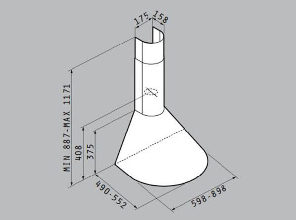 Pyramis Classic Στρογγυλός Απορροφητήρας Καμινάδα 90cm Inox