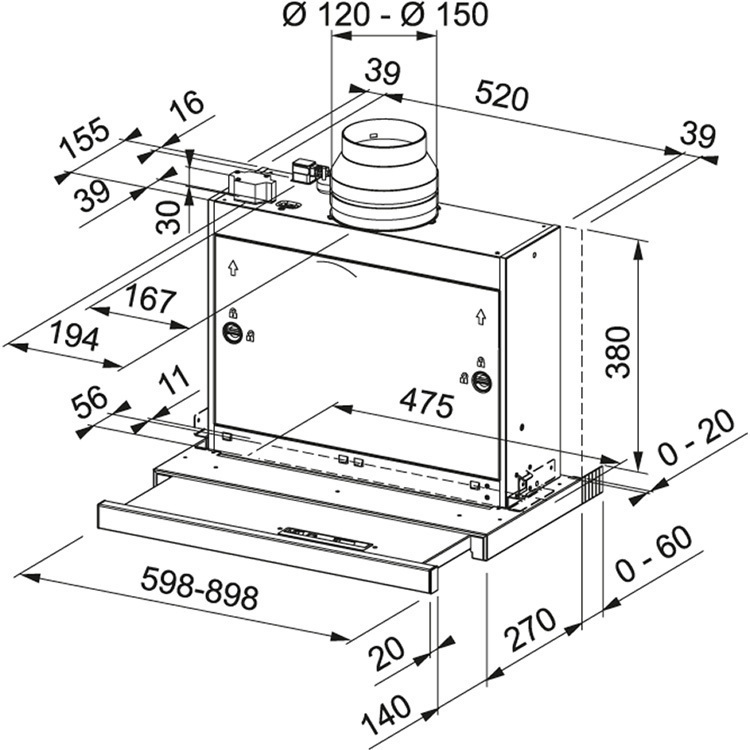 Franke Omnia FTCO 90 XS Συρόμενος Απορροφητήρας 90cm Inox