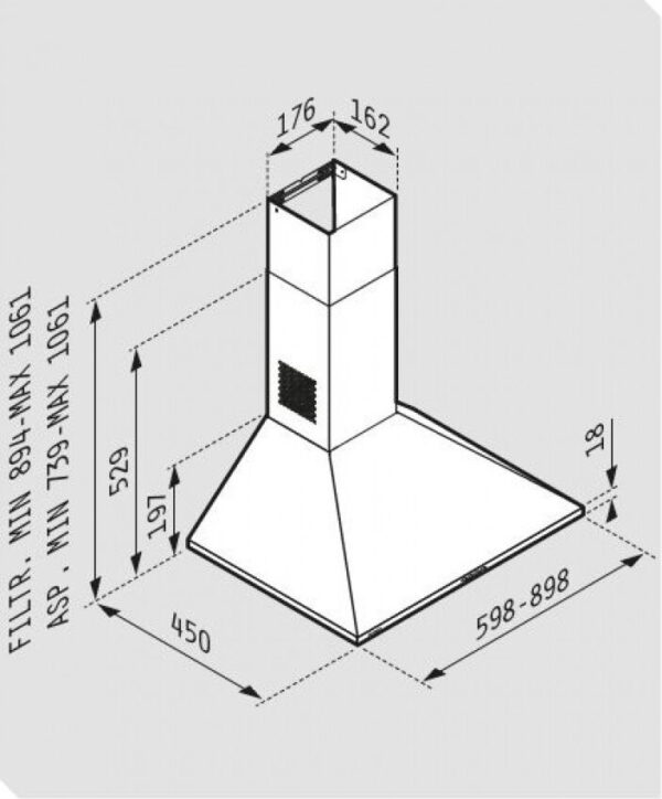 Pyramis Ecoline Τετράγωνος Απορροφητήρας Καμινάδα 60cm Inox