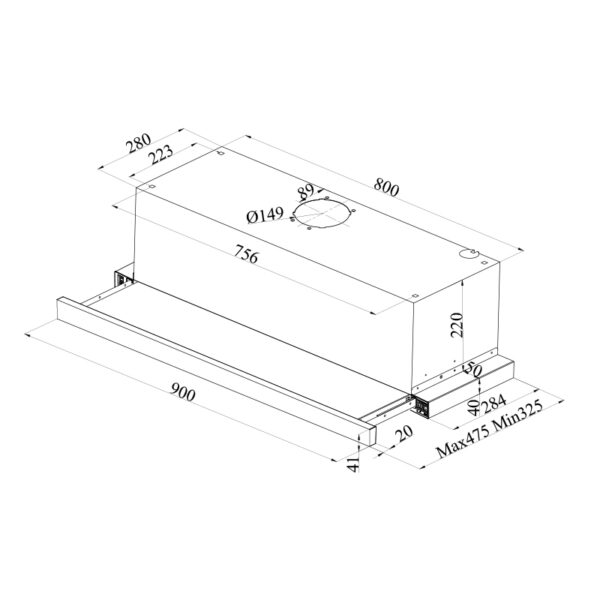 Davoline IOS HPA GR IX Συρόμενος Απορροφητήρας 90cm Inox