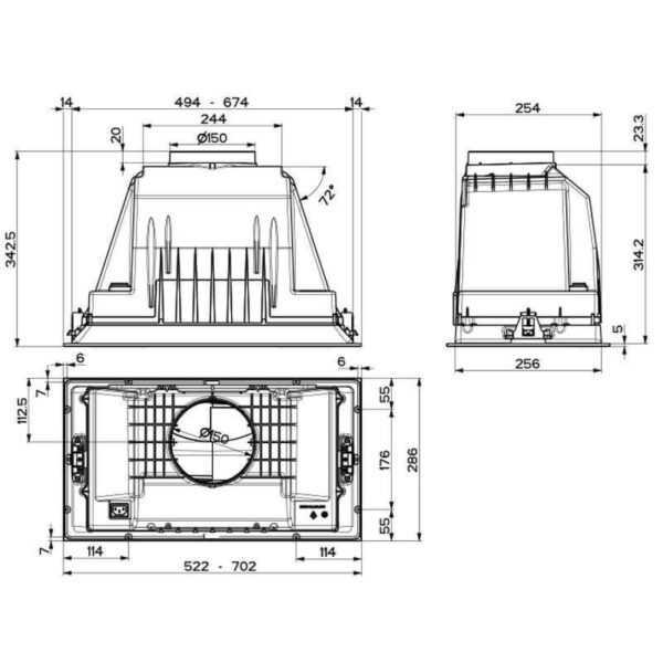 Faber Inka Plus HC X A52 Μηχανισμός Απορρόφησης 52cm Inox