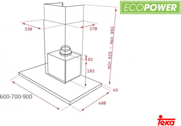 Teka DSH 985 Απορροφητήρας Καμινάδα 90cm Inox