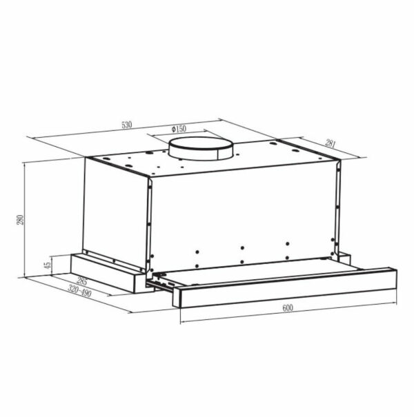 Gruppe Forte Συρόμενος Απορροφητήρας 60cm Inox