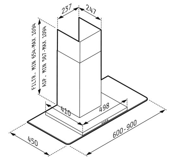 Pyramis Premium Cielo NT Απορροφητήρας Καμινάδα 90cm Inox