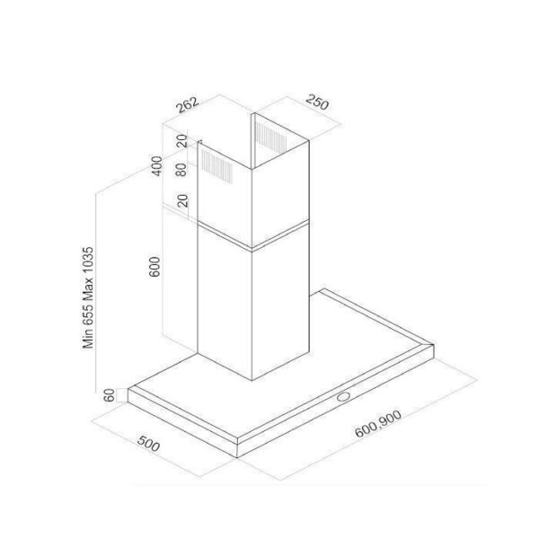 Davoline Box Plus Απορροφητήρας Καμινάδα 90cm Inox