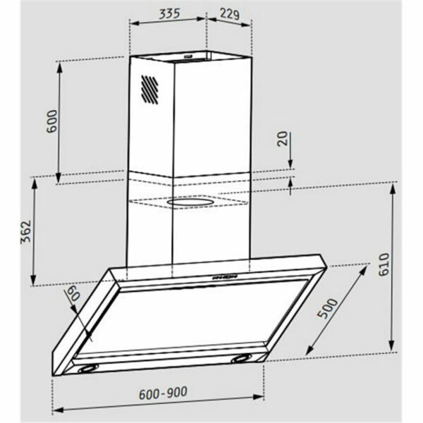 Pyramis Specieto Απορροφητήρας Καμινάδα 60cm Inox-Black